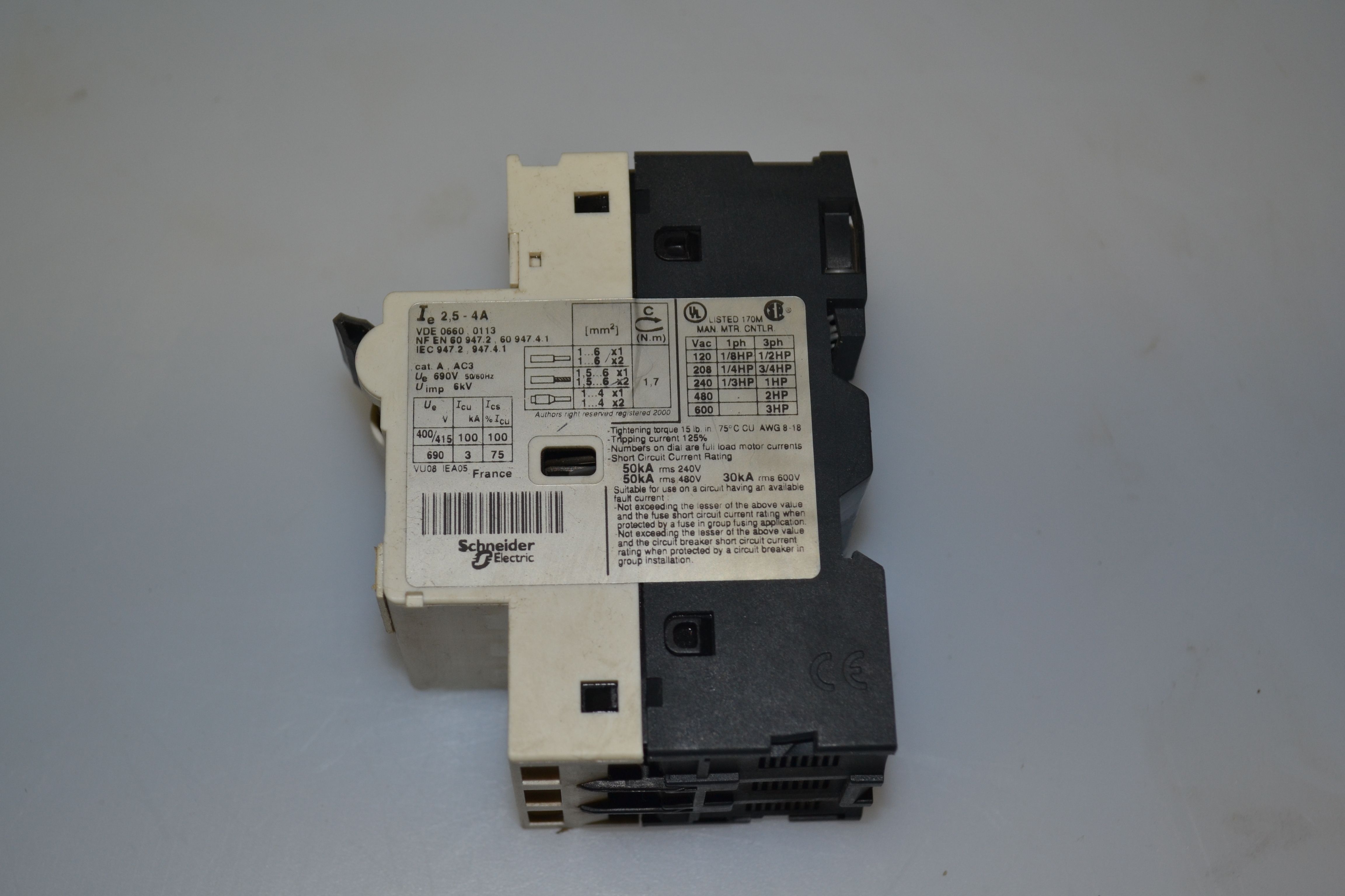 TELEMECANIQUE GV2-RT08 2.5-4A 3 P0LES